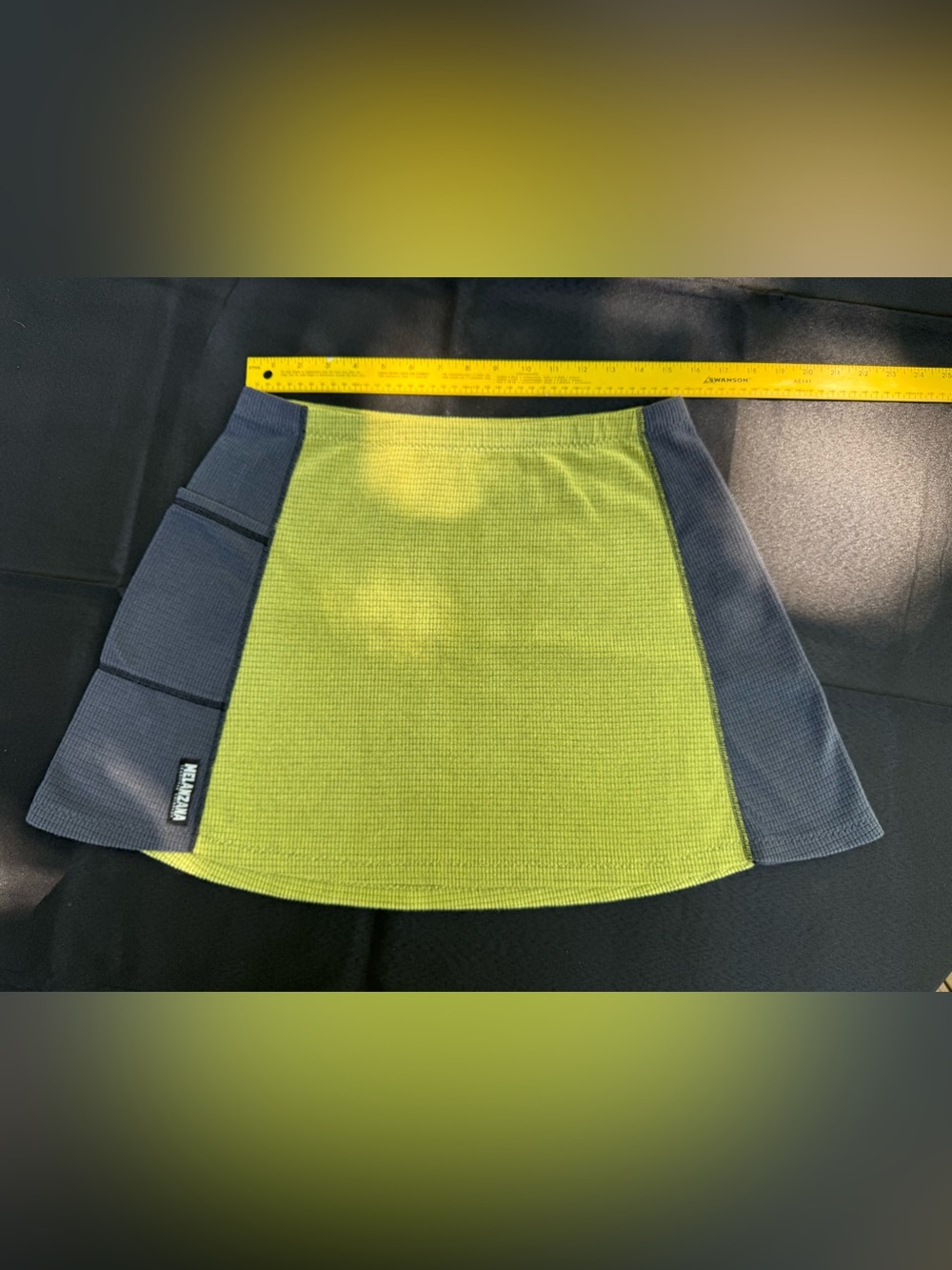 Melanzana Skirt Womens Large Green Gray Micro Grid Fleece Colorblock Pocket